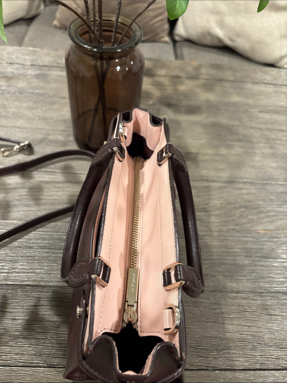 kate spade Pink and Burgundy Two-Tone Satchel - Picture 6 of 8
